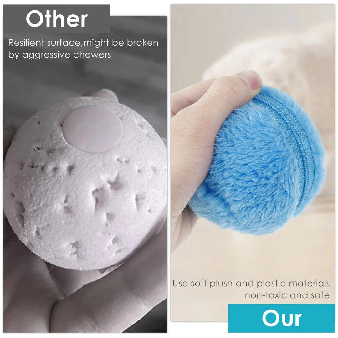 Vibrant, multi-coloured electric pet balls that automatically roll to stimulate pets' natural hunting instincts and help clean floors