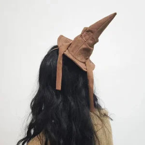 Sortband Halloween Witch Hat Headband in red, green, and brown colours with a unique, handcrafted design