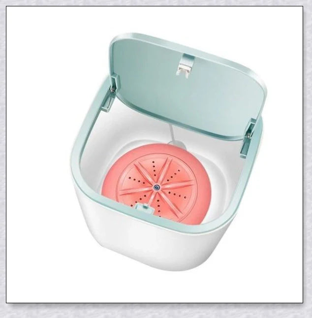 Compact and portable mini washing machine with powerful 18W motor, energy-efficient design, and ultrasonic sterilization for deep cleaning in small spaces