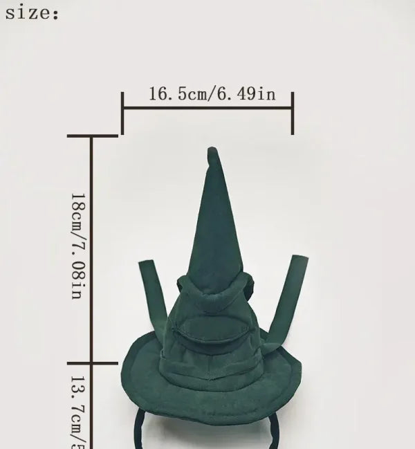 Sortband Halloween Witch Hat Headband in red, green, and brown colours with a unique, handcrafted design