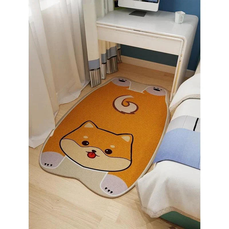 Charming animal-themed decorative rugs in various designs, including cats, foxes, lions, dogs, bunnies, wolves, and bears, adding a touch of whimsy and warmth to living rooms, bedrooms, and other cosy spaces.
