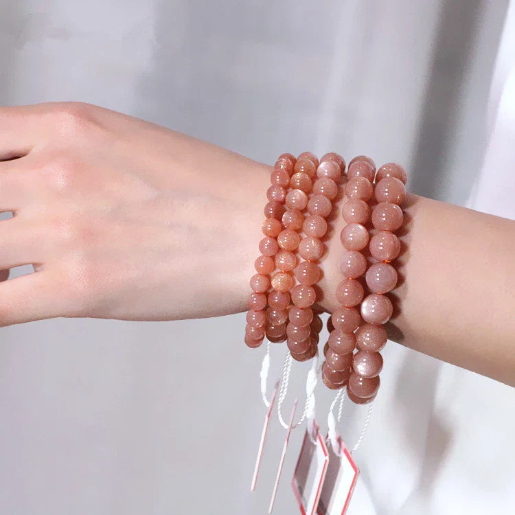 Elegant Natural Orange Moonstone Bracelet - Exquisite UK Accessory with Captivating Glow and Premium Crystal Design