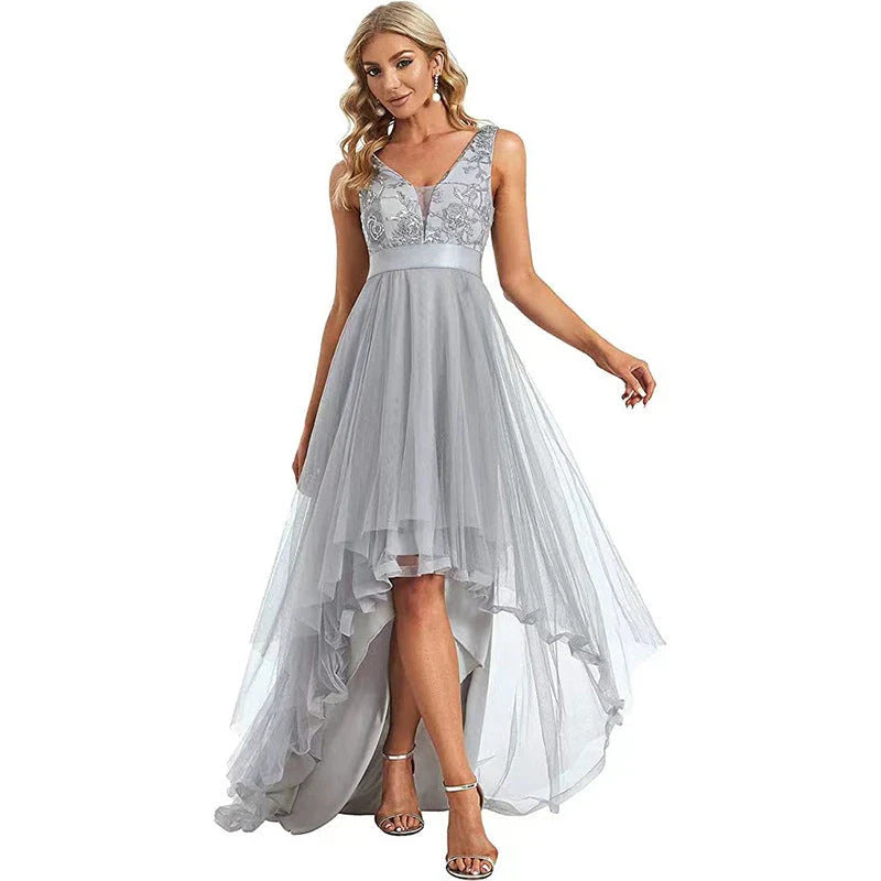 Elegant sequin gauze bridesmaid prom dress in a variety of sophisticated colours, featuring a flattering mid-length silhouette and sleeveless design with shoulder straps