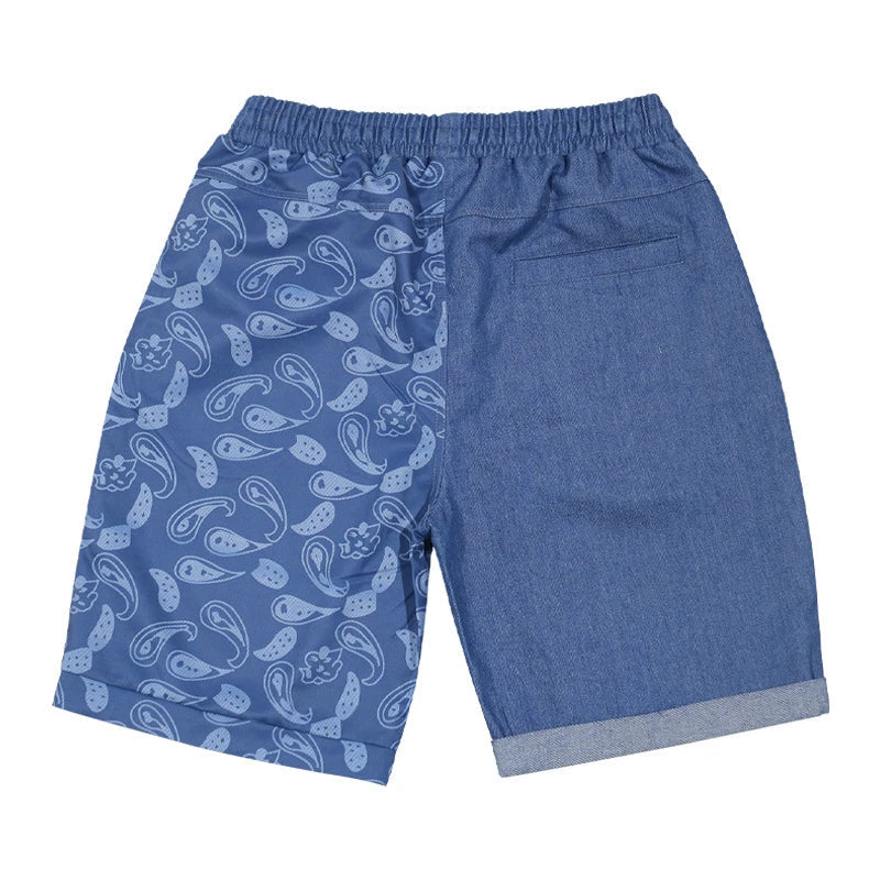 Casual sports shorts for men in a stylish patchwork design, made from soft, breathable cotton for all-day comfort.