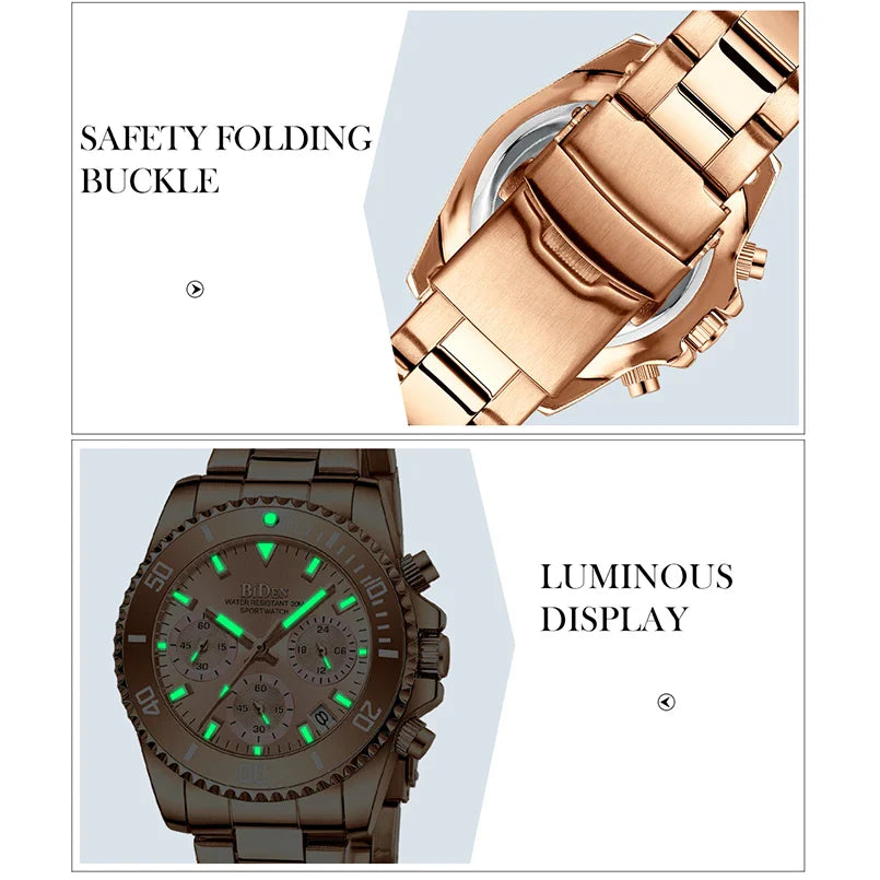 Elegant ladies' fashion watch with multifunctional features like luminous display, calendar, and 24-hour indication for professional use