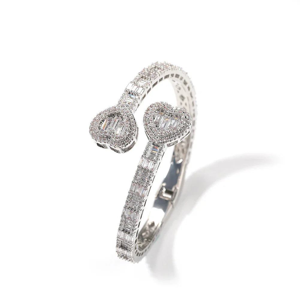 Elegant geometric bracelet with diamond accents in gold, silver, and rose gold finishes