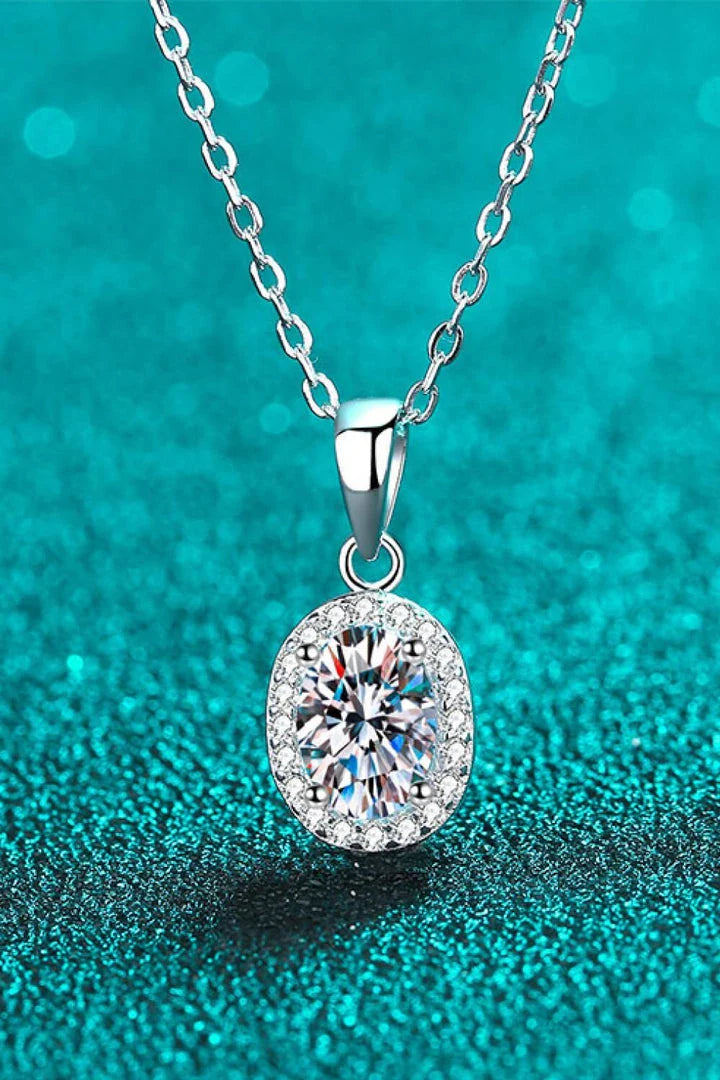 Elegant 1-carat moissanite pendant necklace in 925 sterling silver with minimalist design