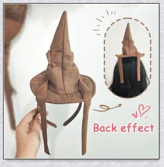 Sortband Halloween Witch Hat Headband in red, green, and brown colours with a unique, handcrafted design