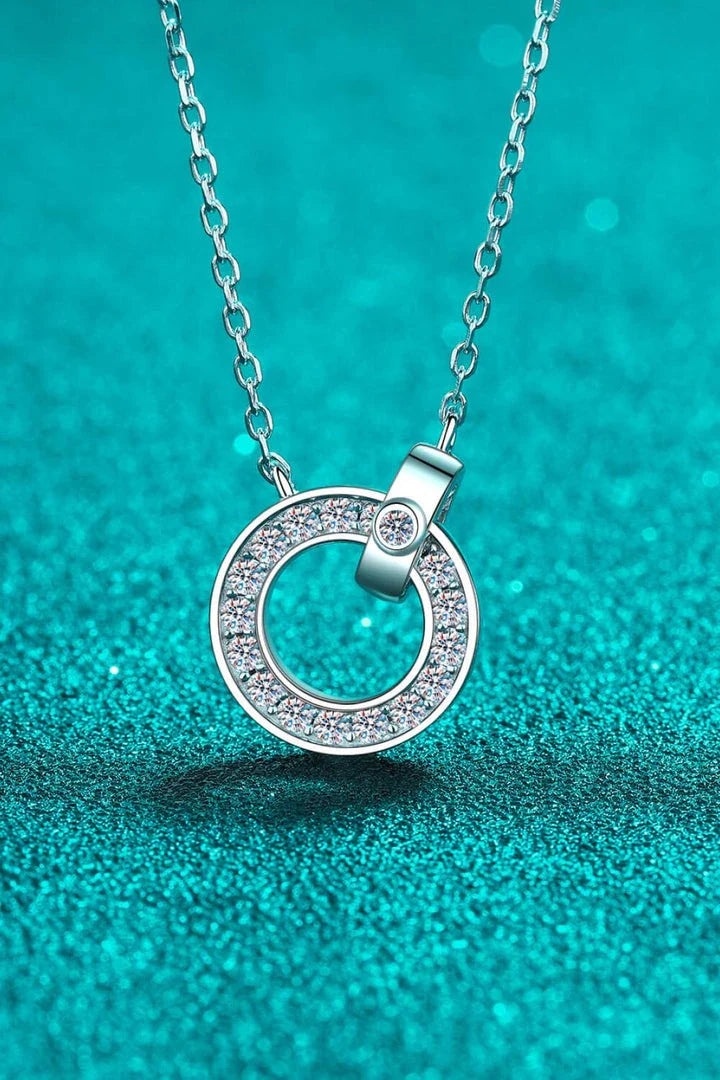 Elegant moissanite and sterling silver necklace with a minimalist, contemporary design