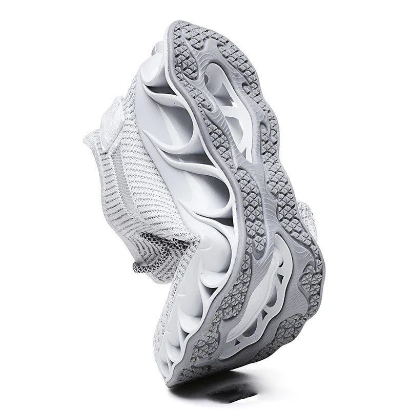 Breathable woven fabric sneakers in white with a hollow, casual design for active lifestyles