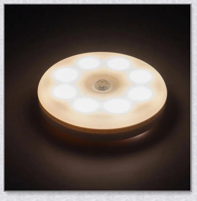 Rechargeable motion-activated LED night light with adjustable lighting modes and long-lasting battery