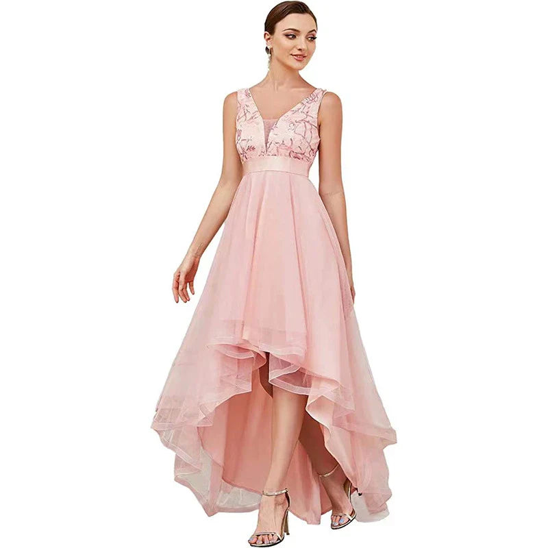 Elegant sequin gauze bridesmaid prom dress in a variety of sophisticated colours, featuring a flattering mid-length silhouette and sleeveless design with shoulder straps