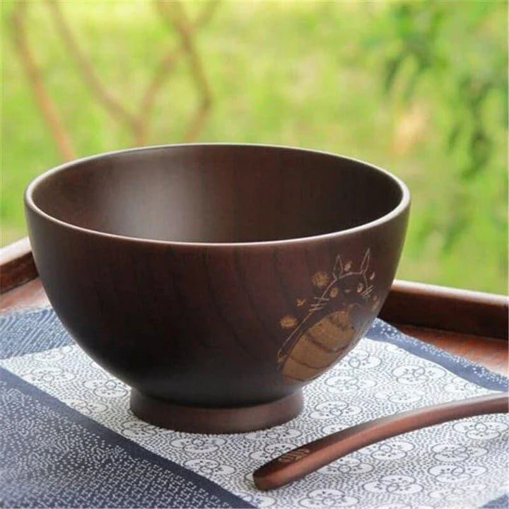 Elegant Mongolian-style wooden serving bowl with a smooth, natural grain and subtly curved silhouette