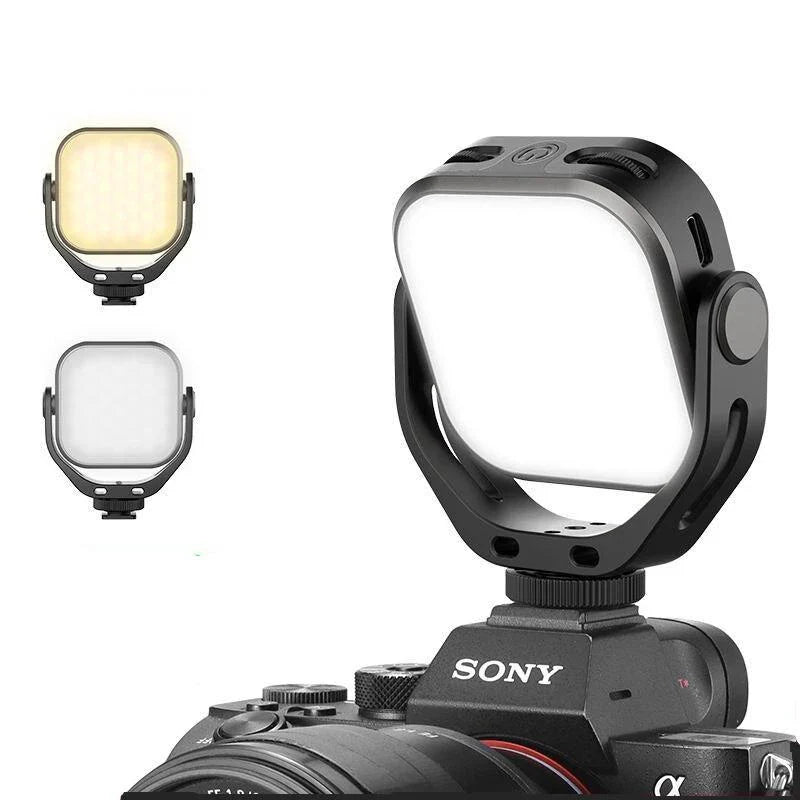 Adjustable bi-colour LED video light with 360-degree rotation bracket, rechargeable and portable fill light for DSLR, SLR and mobile devices