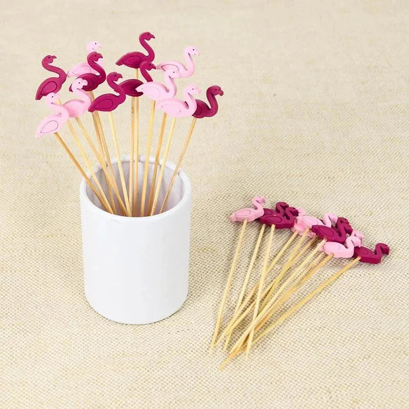 Charming bamboo flamingo decorative picks for adding a tropical touch to UK parties, weddings, and events