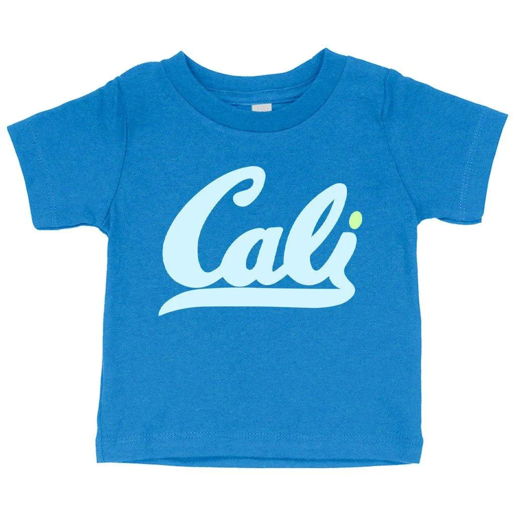 Soft blue California-inspired baby t-shirt with flexible fit for newborns up to 24 months