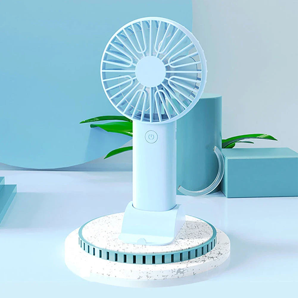 Mini Portable Handheld USB Rechargeable Fan with adjustable wind speeds and long-lasting battery for cooling comfort on the go