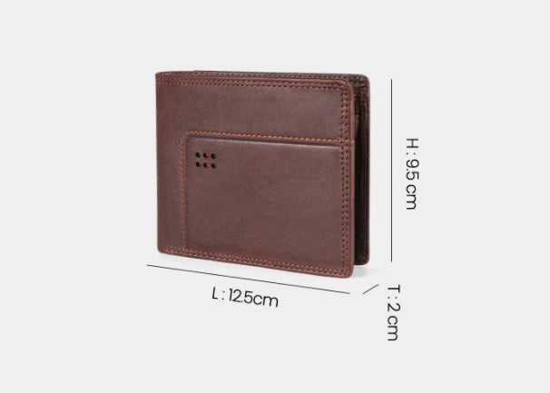 Premium cowhide leather clutch wallet with multiple card slots and compartments for organised storage