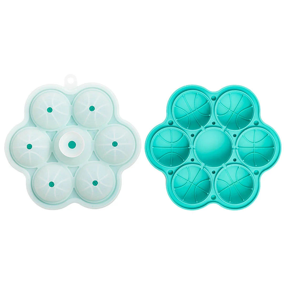 Spherical silicone ice mould with seven holes for creating elegant ice spheres to chill premium drinks