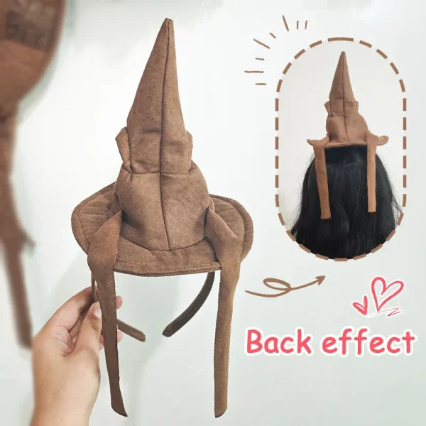 Sortband Halloween Witch Hat Headband in red, green, and brown colours with a unique, handcrafted design