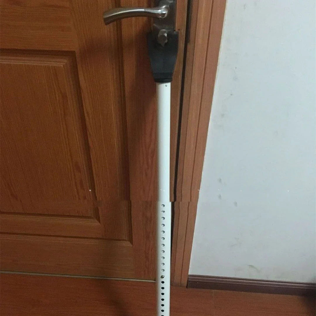 Adjustable anti-theft door security gate made of durable steel with a contemporary design to enhance home security and aesthetics.