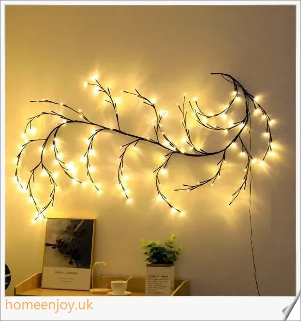 Enchanting willow tree vine lights with twinkling LED bulbs, creating a warm, ambient glow for festive home decor