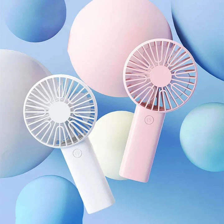 Mini Portable Handheld USB Rechargeable Fan with adjustable wind speeds and long-lasting battery for cooling comfort on the go