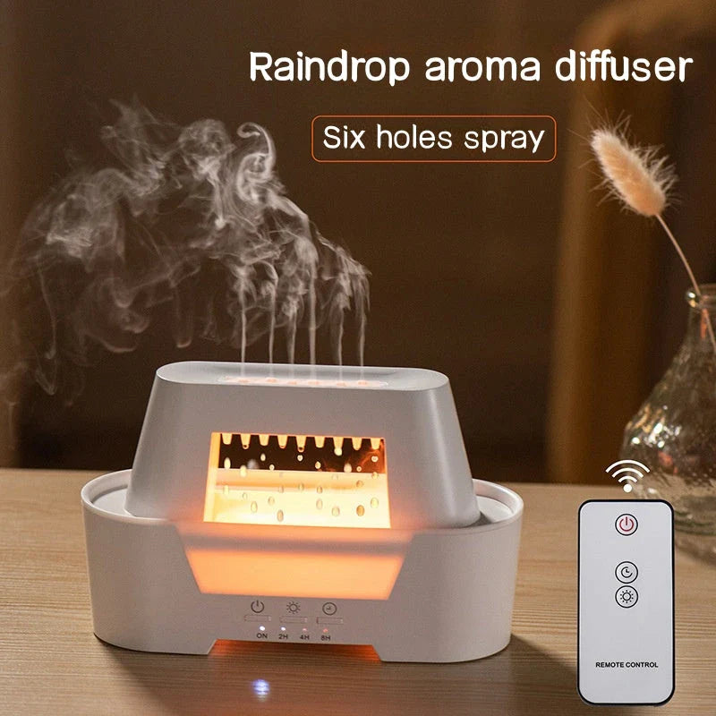 Raindrop Air Humidifier and Aromatherapy Diffuser with Colourful Lamp and Remote Control