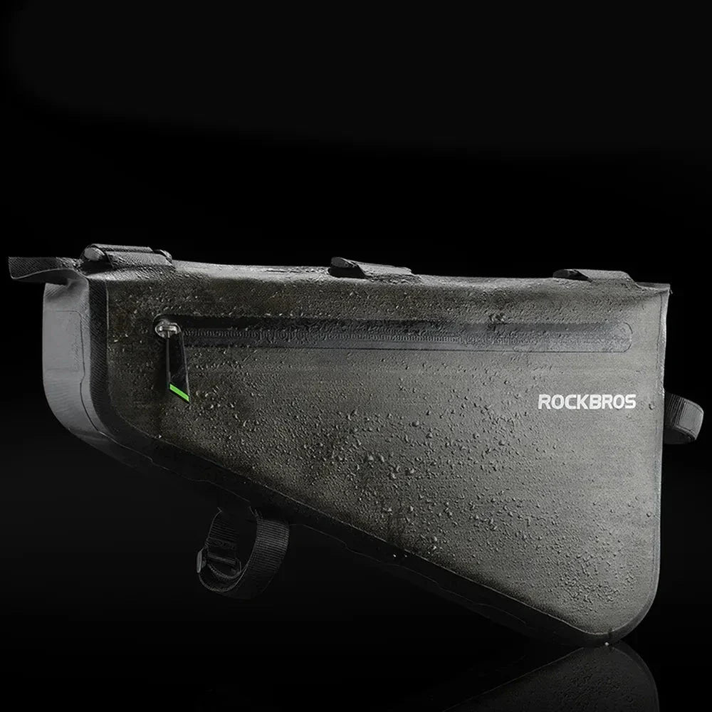 A durable and waterproof bike bag made from 600D Nylon and TPU, designed for adventurous cyclists in the UK