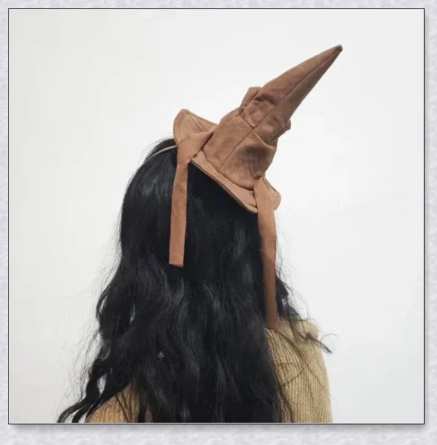 Sortband Halloween Witch Hat Headband in red, green, and brown colours with a unique, handcrafted design