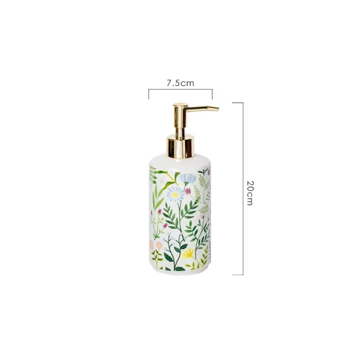 Ceramic Flower Soap Dispenser with elegant floral design for luxurious bathroom décor