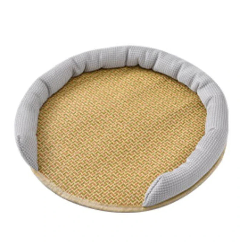 Cooling Rattan Pet Bed with Breathable Cushion for Cats - Stylish and Comfortable Design
