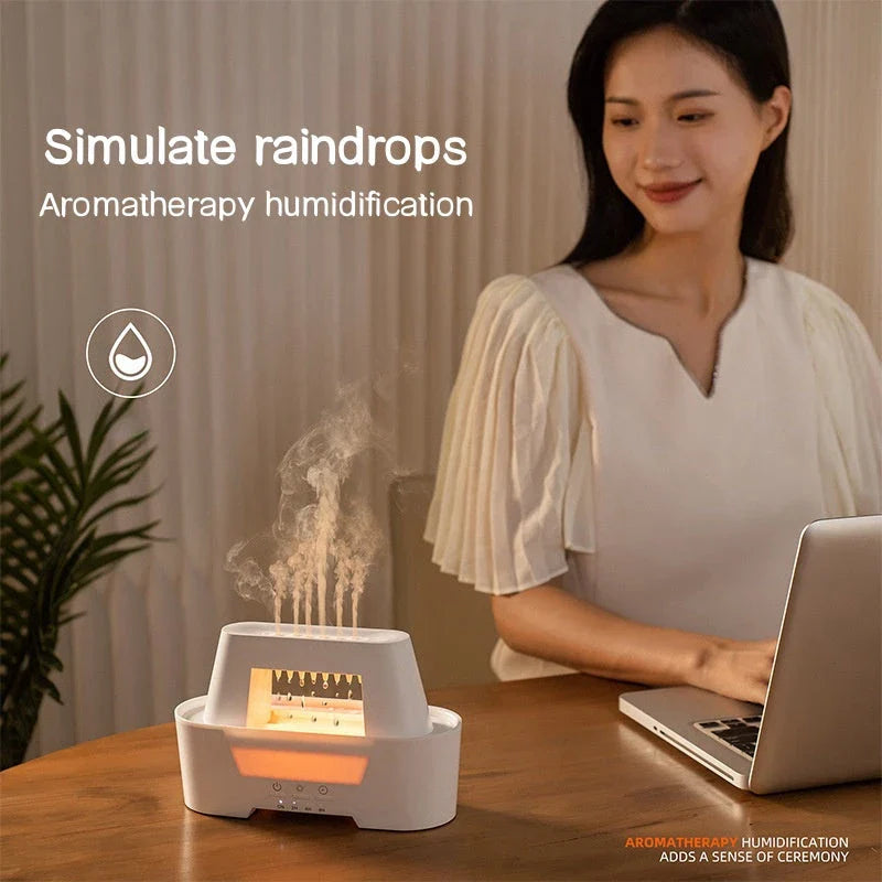 Raindrop Air Humidifier and Aromatherapy Diffuser with Colourful Lamp and Remote Control