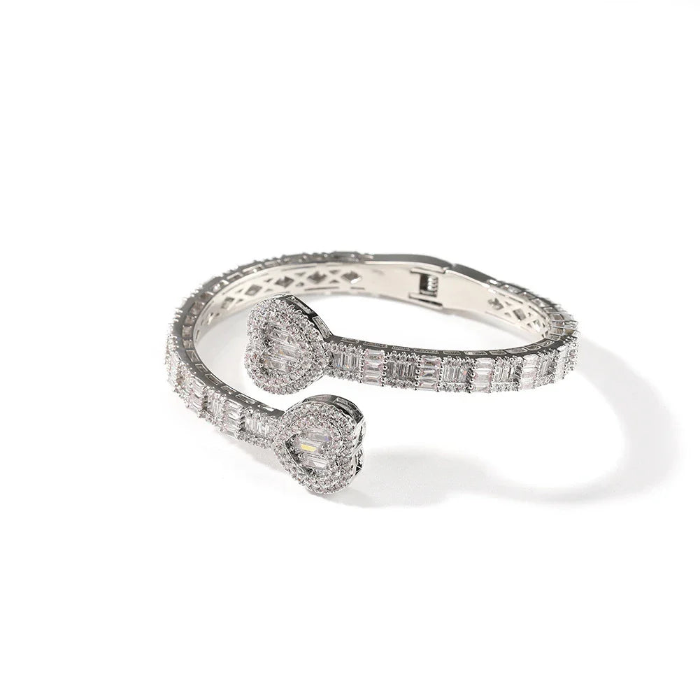 Elegant geometric bracelet with diamond accents in gold, silver, and rose gold finishes