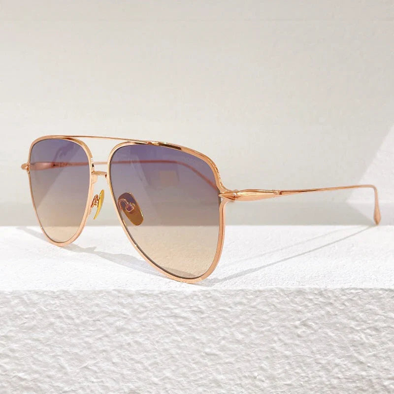 Premium pure titanium frame classic vintage pilot sunglasses with UV400 protection and gold finish