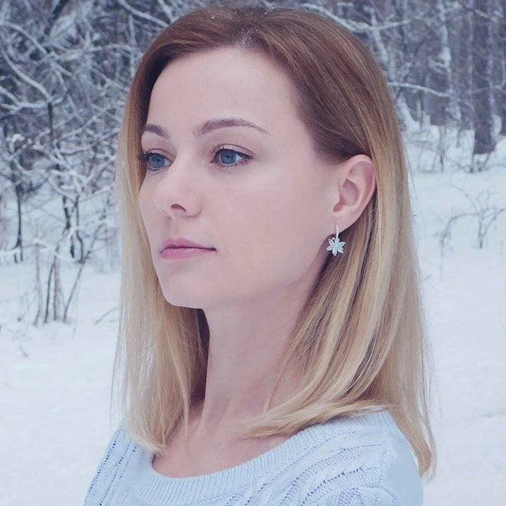 Elegant snowflake zircon earrings with a multicolour charm, crafted with premium copper for long-lasting wear and style.