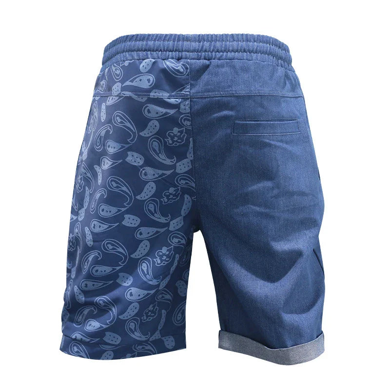 Casual sports shorts for men in a stylish patchwork design, made from soft, breathable cotton for all-day comfort.
