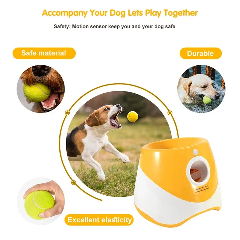 Compact Automatic Dog Tennis Ball Launcher in Turquoise Colour, Ideal for Interactive Fetch Games with Dogs