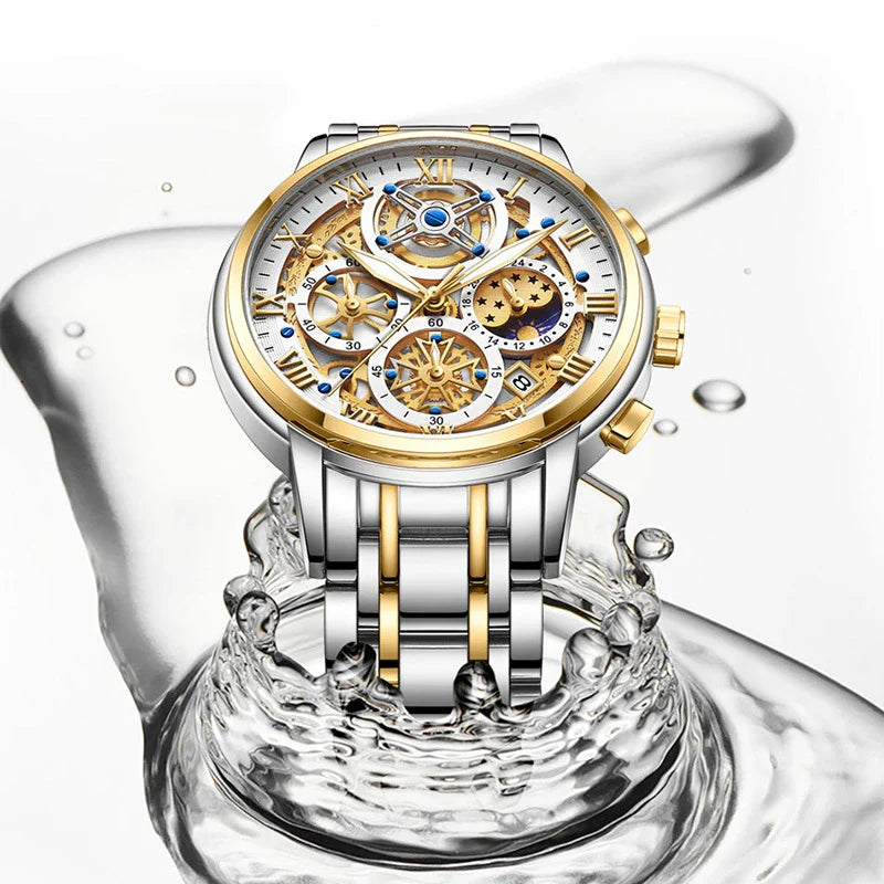 Classic Quartz Multifunction Men's Watch with versatile features and durable stainless steel construction