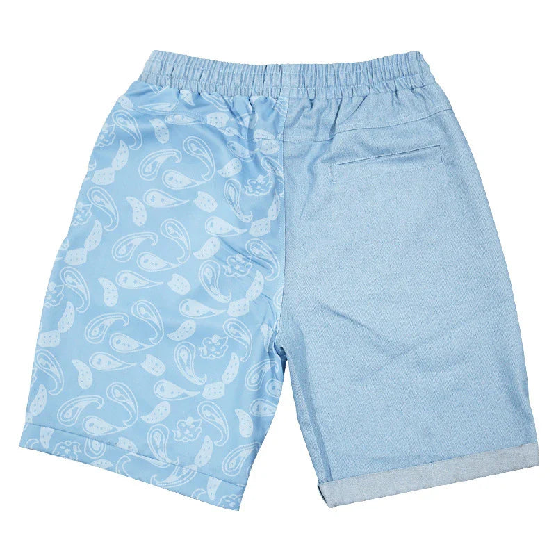 Casual sports shorts for men in a stylish patchwork design, made from soft, breathable cotton for all-day comfort.