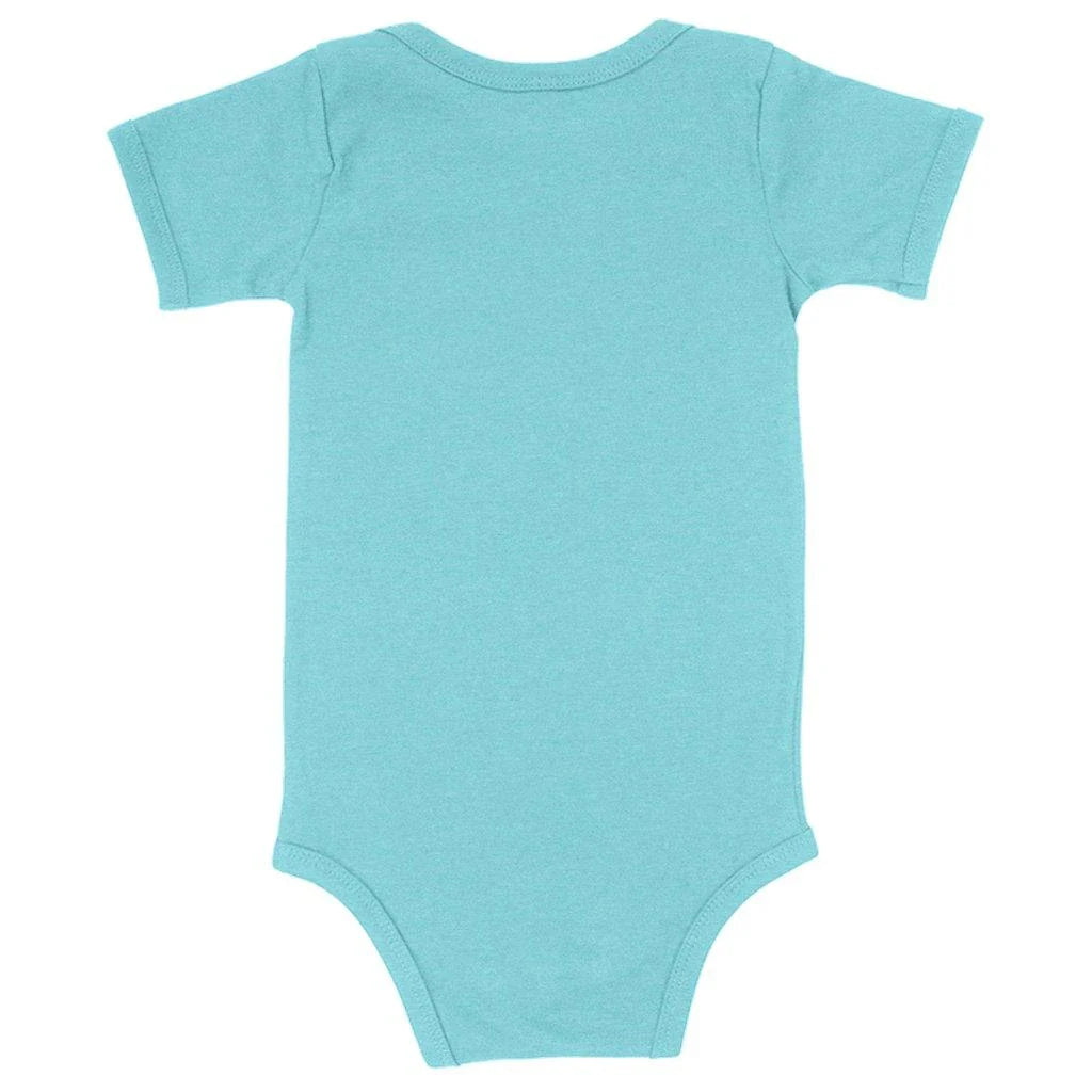 Comfy Bible verse baby bodysuit in mauve triblend fabric with flexible fit and envelope neckline