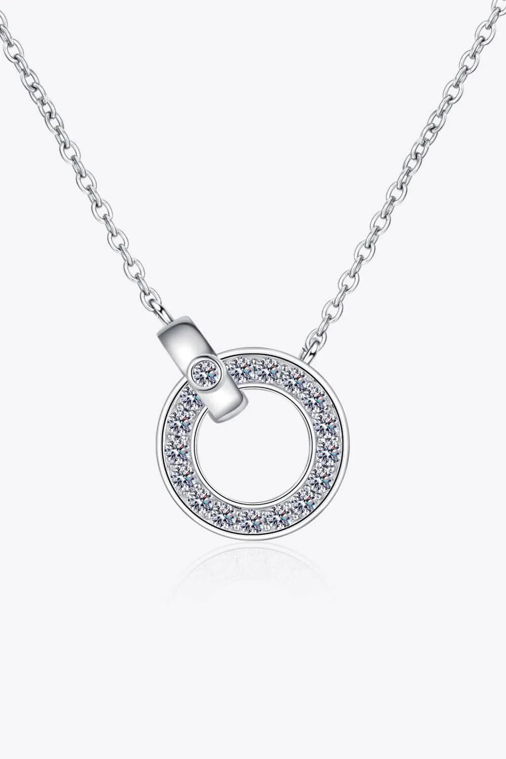 Elegant moissanite and sterling silver necklace with a minimalist, contemporary design