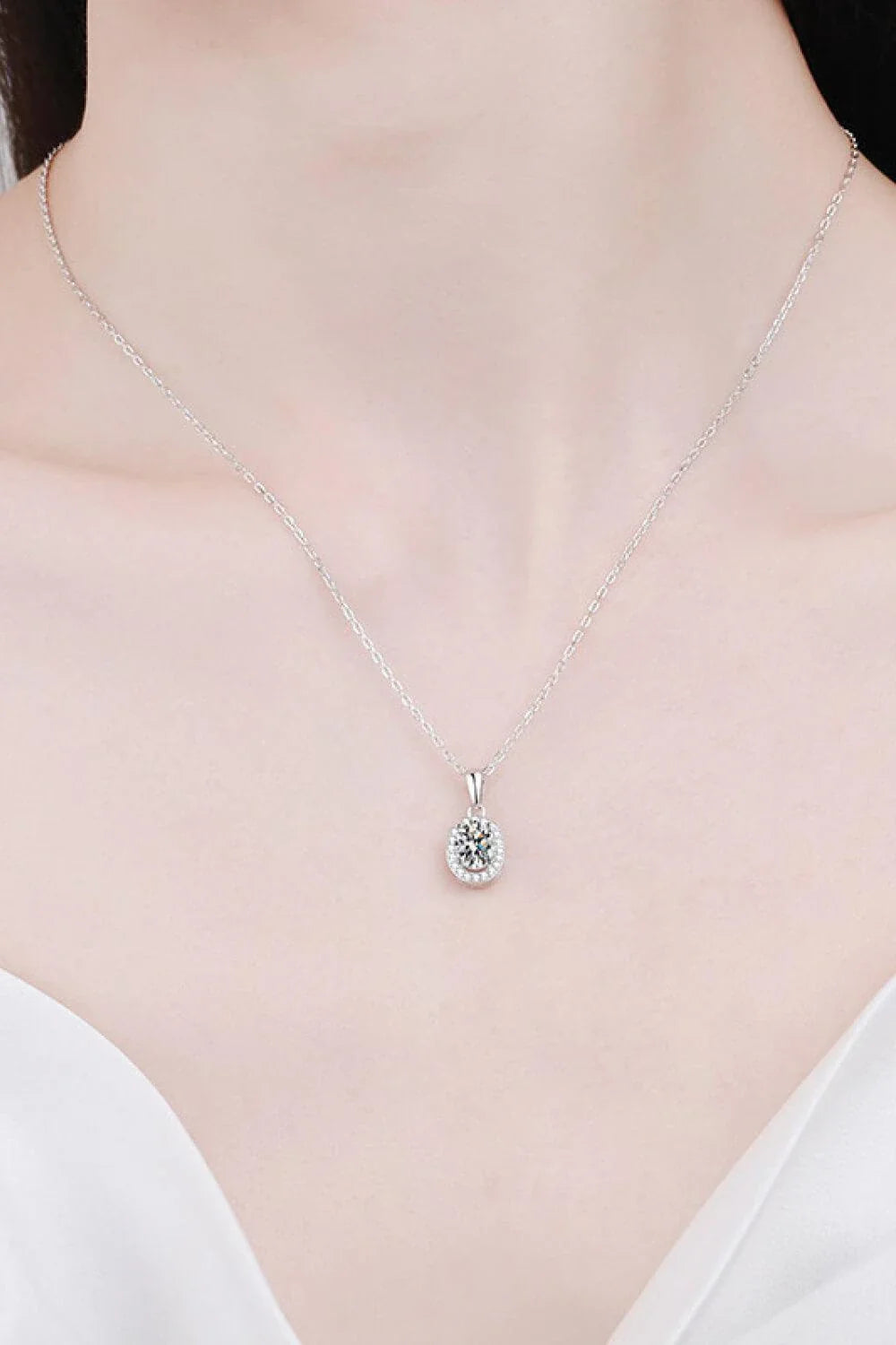 Elegant 1-carat moissanite pendant necklace in 925 sterling silver with minimalist design