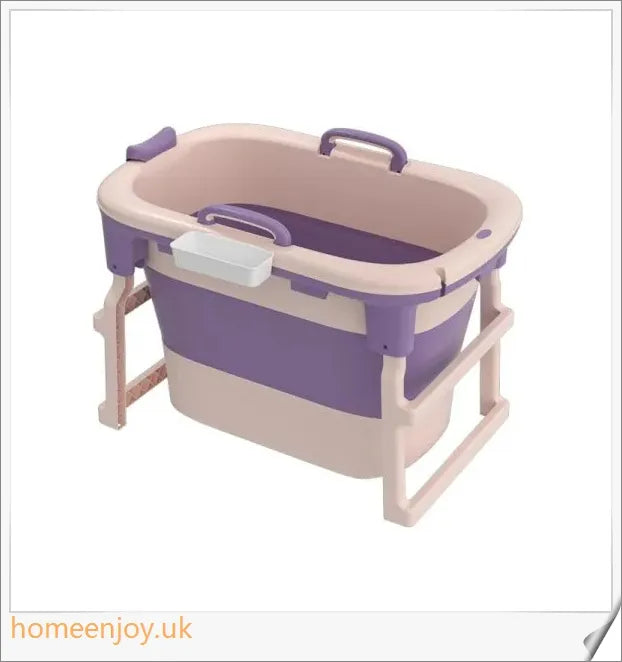 A folding full-body soaking tub made of high-quality plastic, available in green or purple with or without a cover