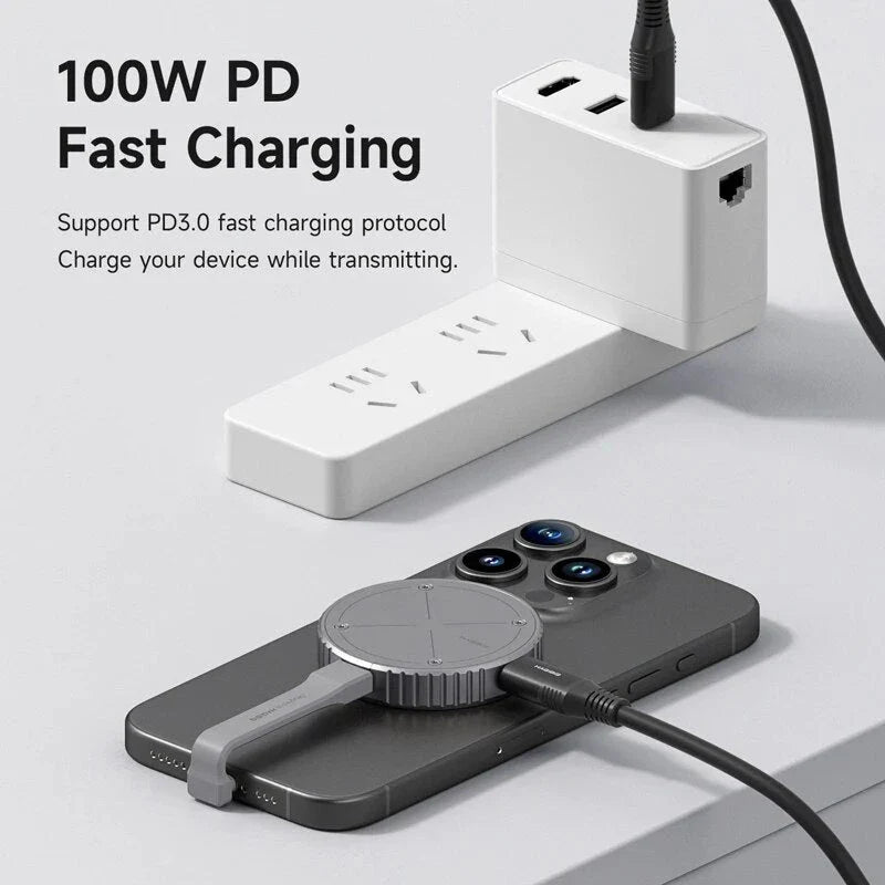 Compact and magnetic M.2 2230 NVMe SSD enclosure with USB-C connectivity and dual power outage protection