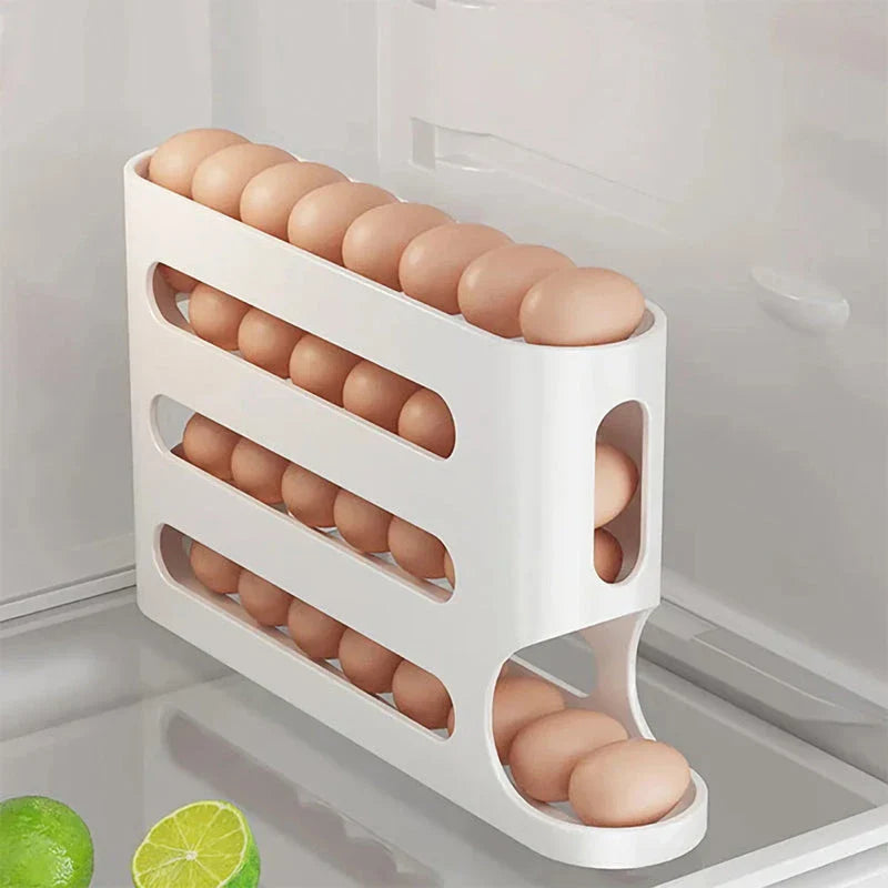 Egg Holder Organizer with Sliding Rail Shelf for Refrigerator - Durable, Space-Saving Design Holds Up to 30 Eggs