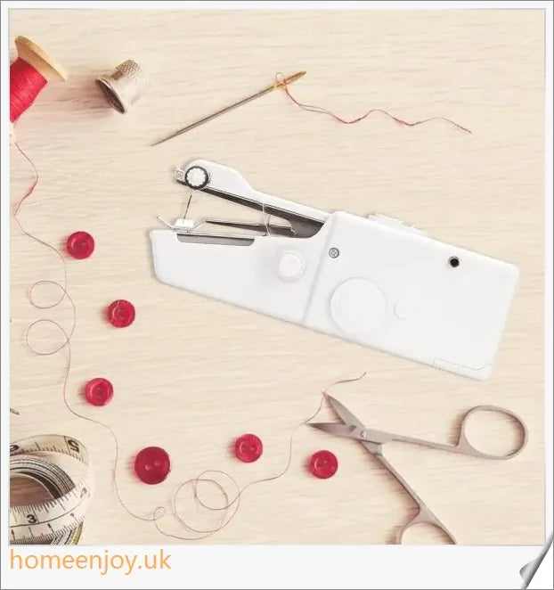 Compact, cordless, and handheld electric sewing machine for hassle-free repairs and crafts
