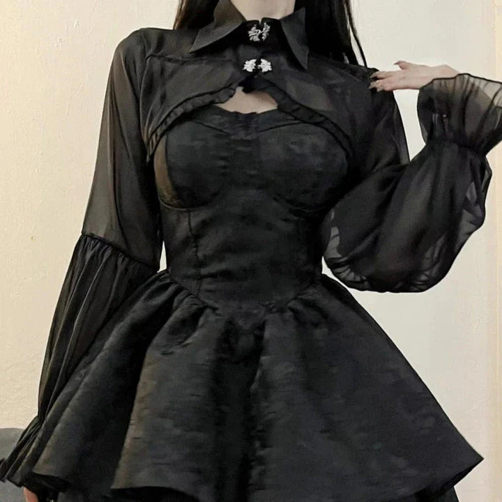 A stylish and elegant women's pettiskirt in a classic black colour, featuring a flowing A-line silhouette and premium polyester construction.