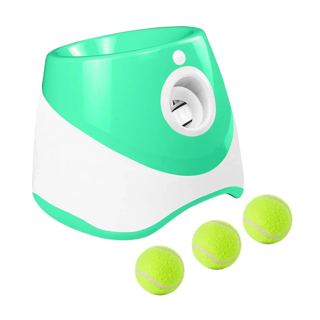 Compact Automatic Dog Tennis Ball Launcher in Turquoise Colour, Ideal for Interactive Fetch Games with Dogs