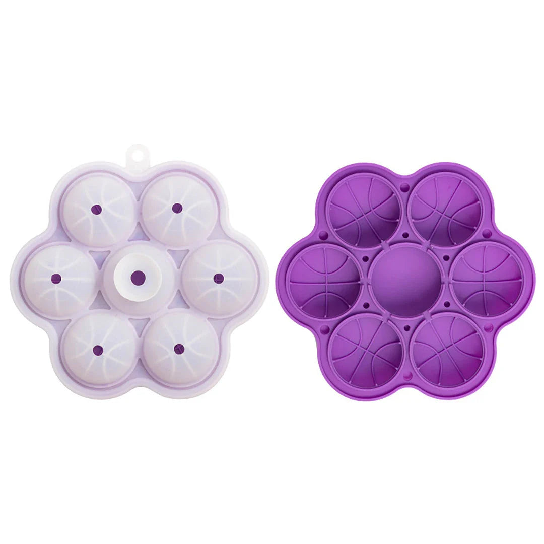 Spherical silicone ice mould with seven holes for creating elegant ice spheres to chill premium drinks